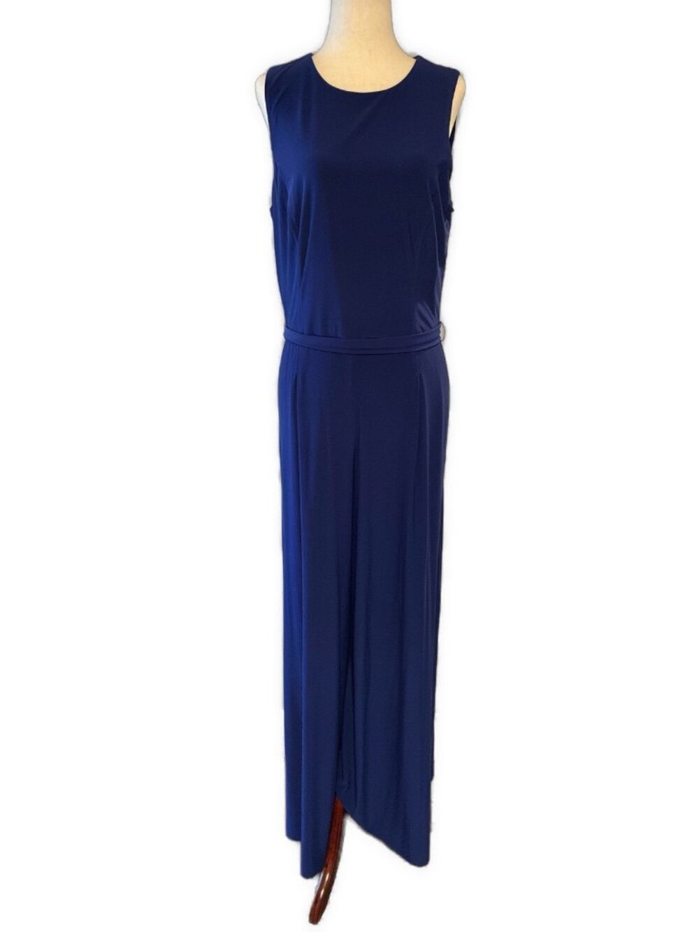 Lauren Ralph Lauren Size 12 Large Cobalt Blue Belted Tank Wide Leg Jumpsuit